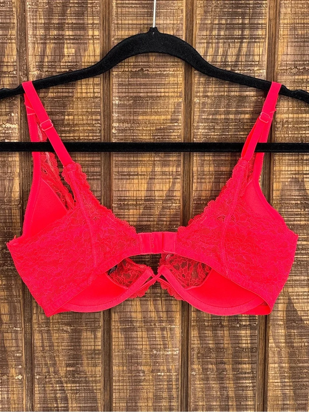 Victoria's Secret Bright Neon Red Very Sexy Unlined Plunge Lace Underwire Bra